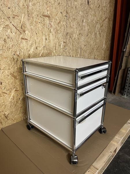 USM Haller Rollcontainer Ausstellungsstuck 3 Schuben reinweiss seitlich link