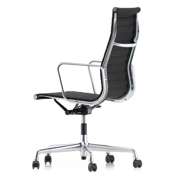 Vitra EA 119 Aluminium Chair Burodrehstuhl verchromt m Armlehnen Hopsak nero seitlich