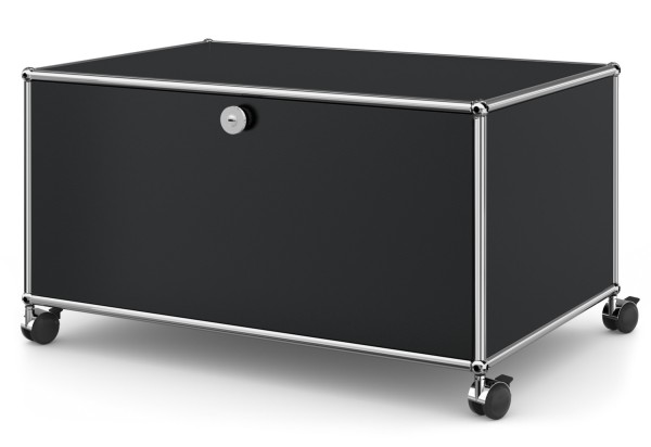 USM Haller TV HiFi Lowboard mit Kabelauslass und Zwischentablar auf Rollen schwraz