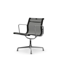 Vitra Eames Aluminium Chair EA108 gebraucht drehbar mit Armlehnen Netzgewebe nero verchromt