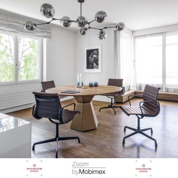 | Zoom by Mobimex AVA & Vitra Aluminium ChairsSkulptural, schmuckvoll und modular – ein Statement der besonderen Art. Das hochwertige Material und die präzise Verarbeitung garantieren ein schmuckes Highlight, sowohl zu Hause wie auch in einer eher