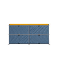 USM Haller Sideboard goldgelb 4 Soft Panels blau USM Haller Sideboard goldgelb 4 Soft Panels blau