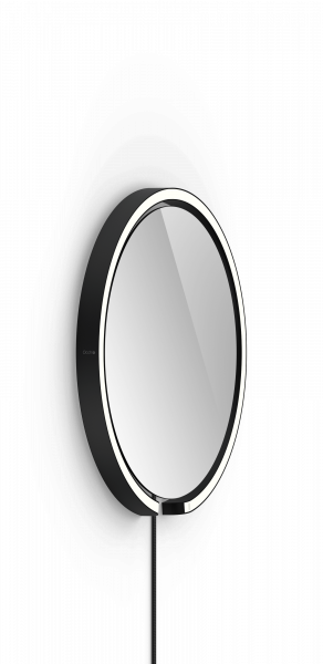 Occhio Mito Sfera Corda 40 Wide mit klarem Spiegel externes Stromkabel schwarz matt
