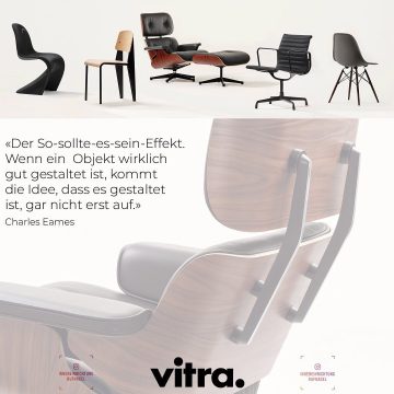 | Das Original kommt von Vitra Unsere Geschichte beginnt 1953: Willi Fehlbaum, der Gründer von Vitra, entdeckt auf einer Reise in die USA Stühle nach einem Entwurf von Charles und Ray Eames und beschließt, Möbelhersteller zu werden. Kurze Zeit späte