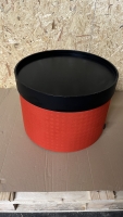 Vorschau: Softline Drum Hocker hellrot m Tablett Holz schwarz lackiert Vorschau: Softline Drum Hocker hellrot m Tablett Holz schwarz lackiert
