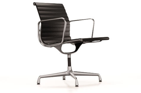 Vitra Aluminium Chair EA 108 Leder nero UG poliert