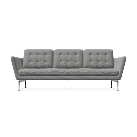 Vitra Suita Sofa 3 Sitzer mit geheftetem Rucken Stoff Dumet sierragrau melange Gestell basic dark