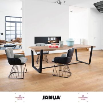 | Janua BB 11 ClampEinen Schritt weiter denken und neue Wege gehen – mit dem BB 11 Clamp hat Bernd Benninghoff ein innovatives Tischsystem kreiert, das in der Designwelt bislang seinesgleichen sucht: Einzelne Holzplanken beliebiger Länge werden von