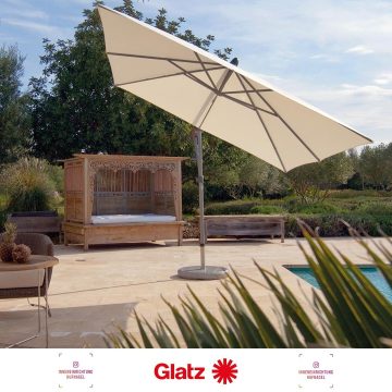 | Glatz AG SUNWING CasaAls Evergreen unter den Freiarmschirmen präsentiert sich der SUNWING CASA mit modifizierten Profilen und Gehäuseformen. Aufgrund der zentral angeordneten Bedienelemente lässt er sich leicht handhaben. Dank Seitenmast, an welc