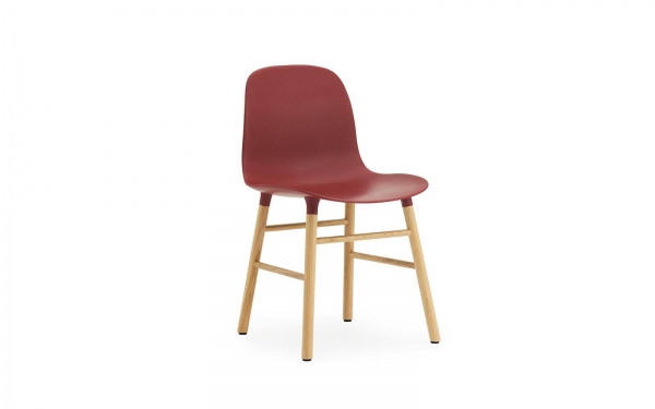 Normann Copenhagen Form Stuhl Wood Sitzschale rot / UG Eiche
