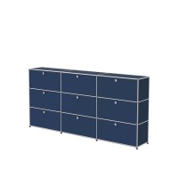Vorschau: USM Haller Regal XL 3x3 9 Klappturen stahlblau seitlich Vorschau: USM Haller Regal XL 3x3 9 Klappturen stahlblau seitlich