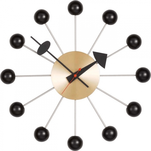 Vitra Ball Clock Wanduhr schwarz messing