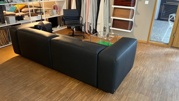 Vitra Soft Modular Sofa Jasper Morrison Ledersofa schwarz Ausstellungsstuck Rucken