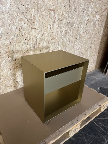 Moller Design Rag Box K50 1S Nachtkastchen 1 Schubkasten gold metallic seitlich links