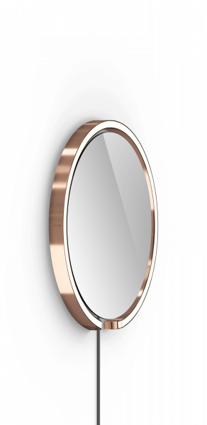 Occhio Mito Sfera Corda 40 Wide mit klarem Spiegel externes Stromkabel rose gold