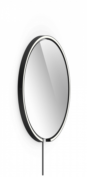 Occhio Mito Sfera Corda 60 Wide mit klarem Spiegel externes Stromkabel schwarz matt