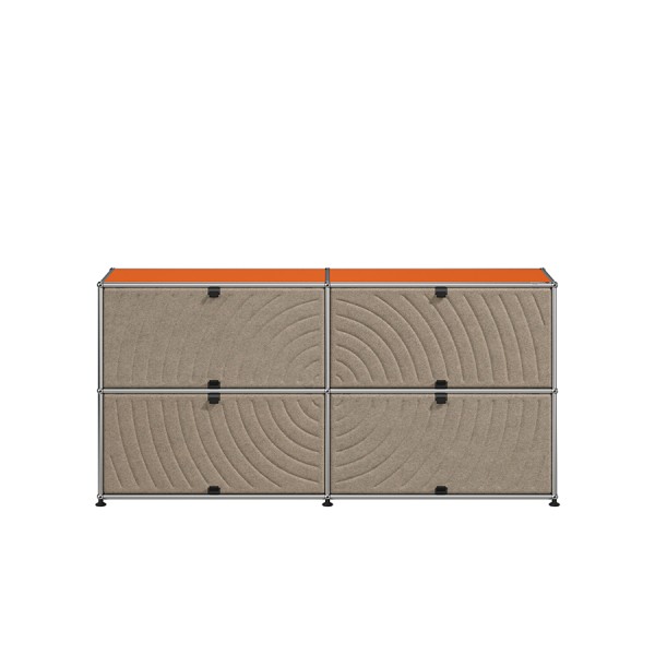 USM Haller Sideboard reinorange 4 Soft Panels taupe