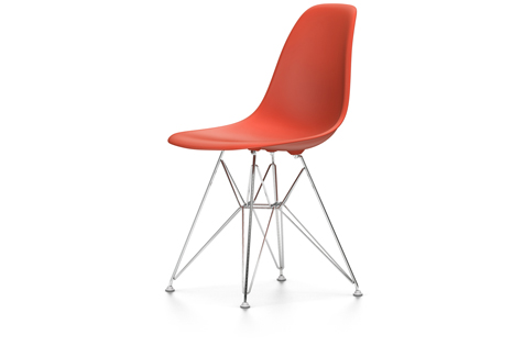 Vitra Eames Plastic Side Chair DSR Stuhl neue H he poppy red  Inneneinrichtung Hufnagel  