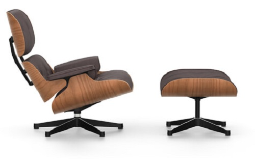 Vitra Lounge Chair & Ottoman, Kirschbaum, Leder Natural chocolate, UG: poliert / Seiten schwarz