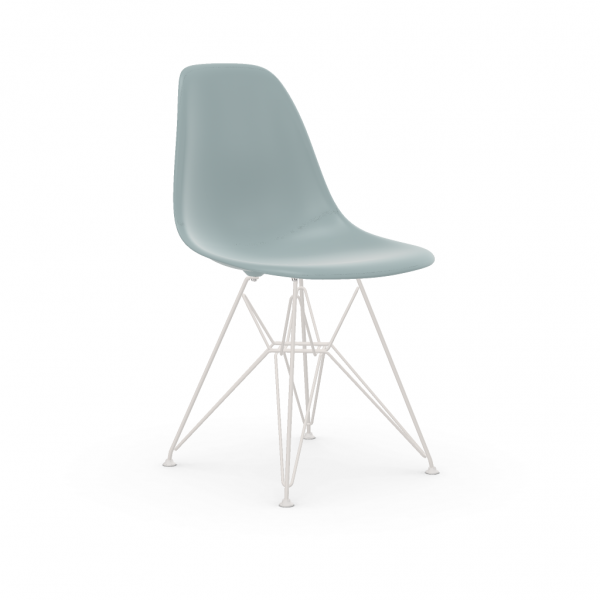 Vitra Eames Plastic Side Chair DSR (neue Höhe) eisgrau UG: weiss, pulverbeschichtet