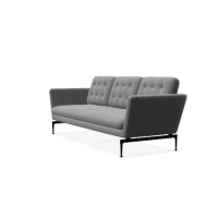 Vorschau: Vitra Suita Sofa 3 Sitzer mit geheftetem Rucken Stoff Dumet sierragrau melange Gestell basic dark seitlich Vorschau: Vitra Suita Sofa 3 Sitzer mit geheftetem Rucken Stoff Dumet sierragrau melange Gestell basic dark seitlich