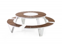 extremis® Pantagruel Picnic Gartentisch mit Sitzbank Essgruppe Hellwood-Holz & Stahl weiß